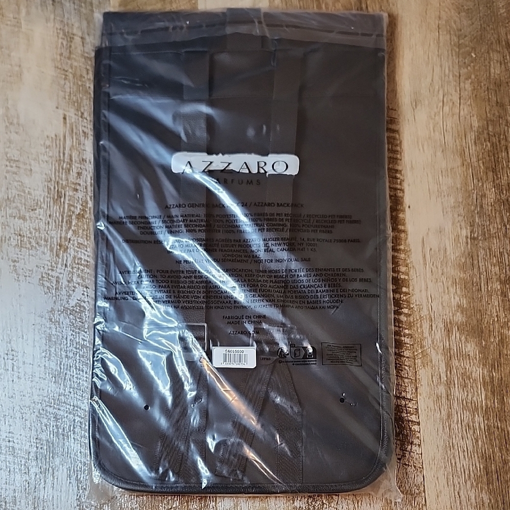 Black Backpack with Glossy Finish and Vertical Stripes - Picture 5 of 5
